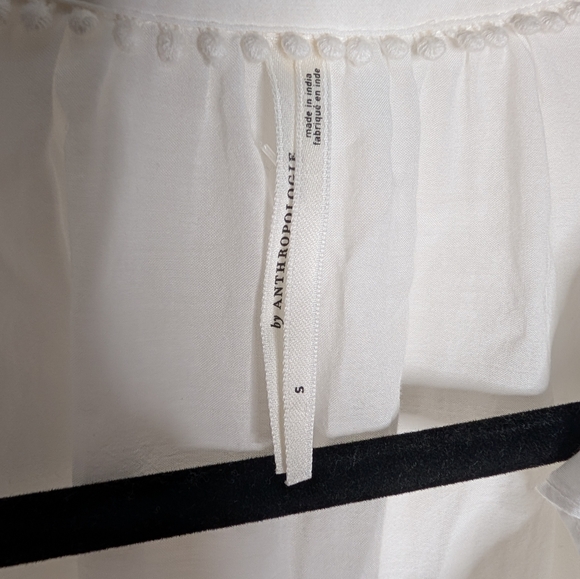 Anthropologie Lace Ruffle Peplum Blouse White Sheer Boho Size S - Picture 3 of 8